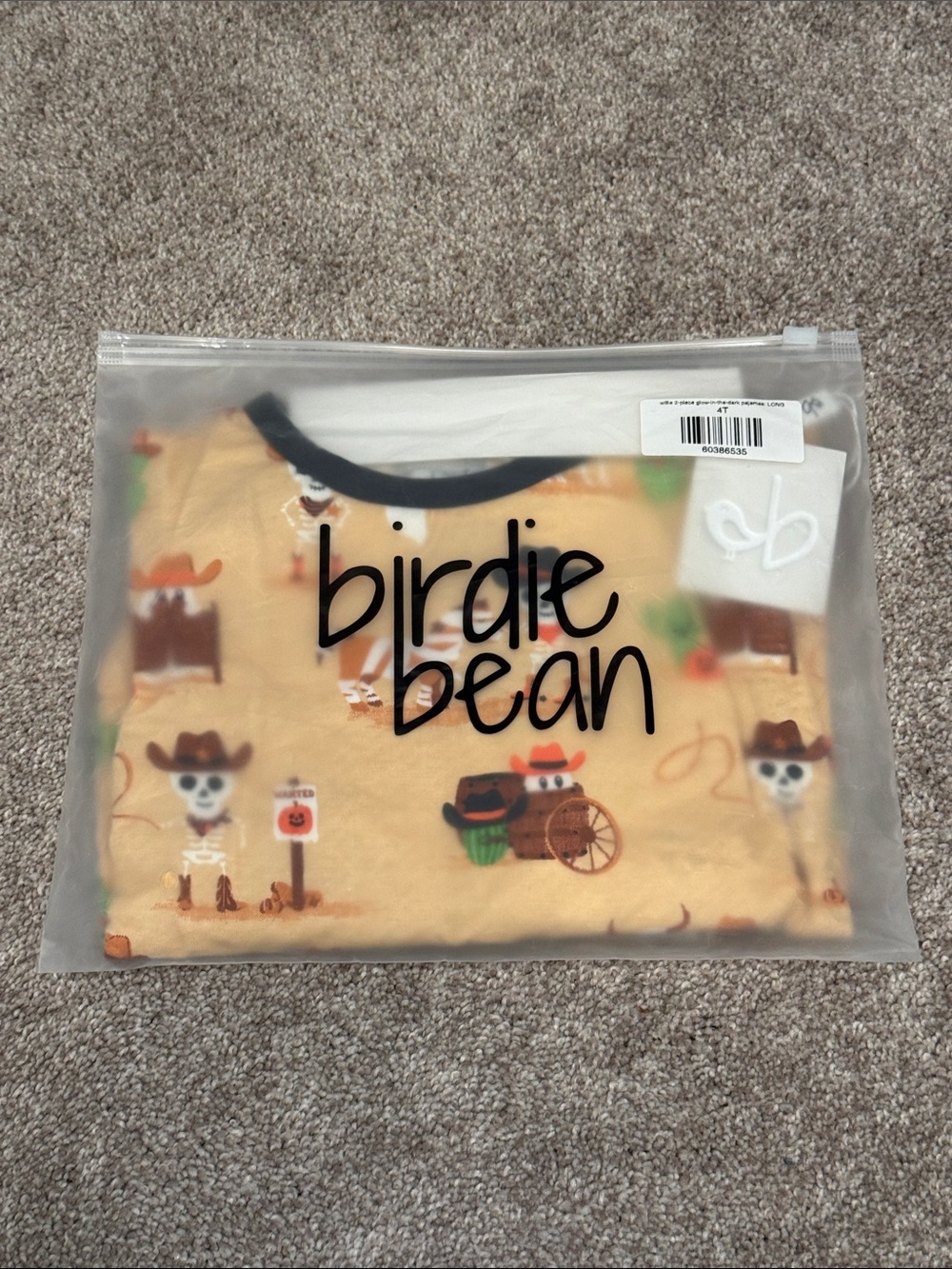 Birdie Bean NWT Willie 2 piece glow in the dark pajamas long 4T